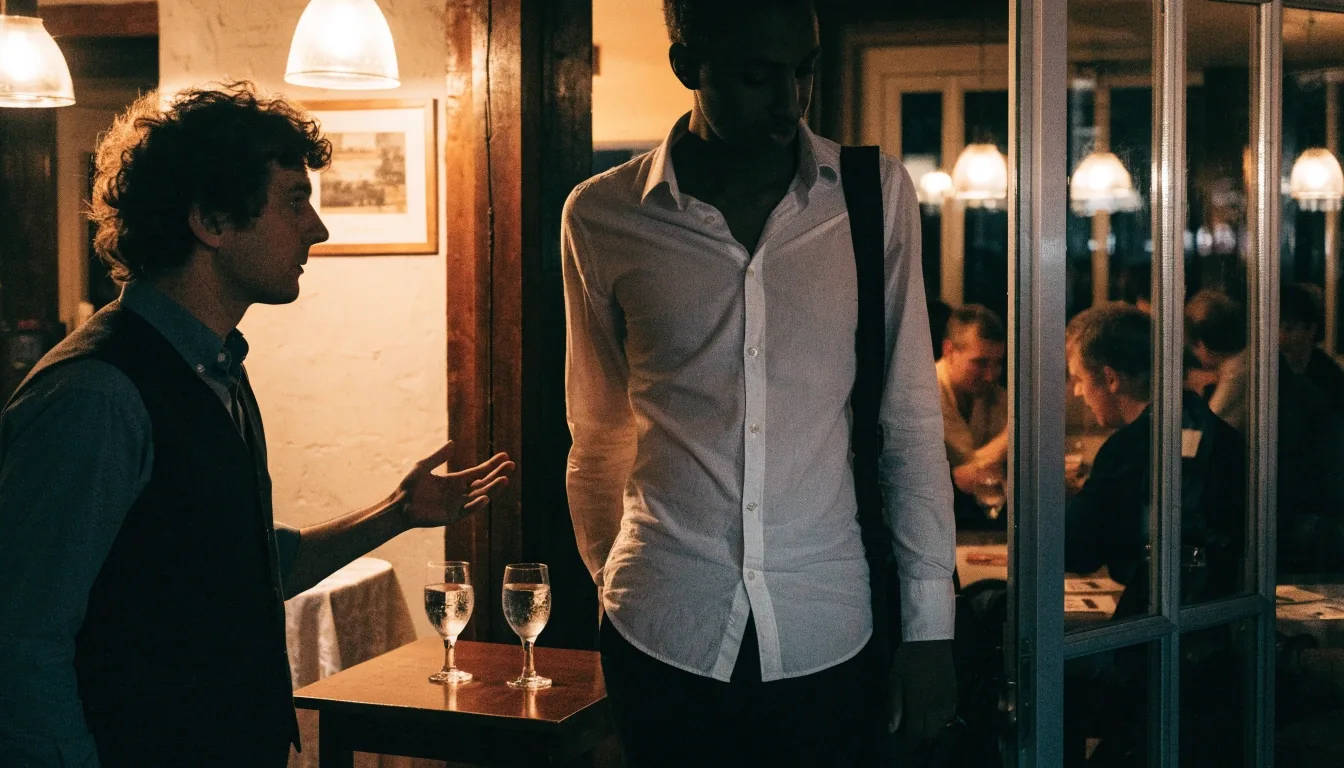 Noční průčelí Bílé Doliny s rozsvícenými okny a terasou nad dlažbou