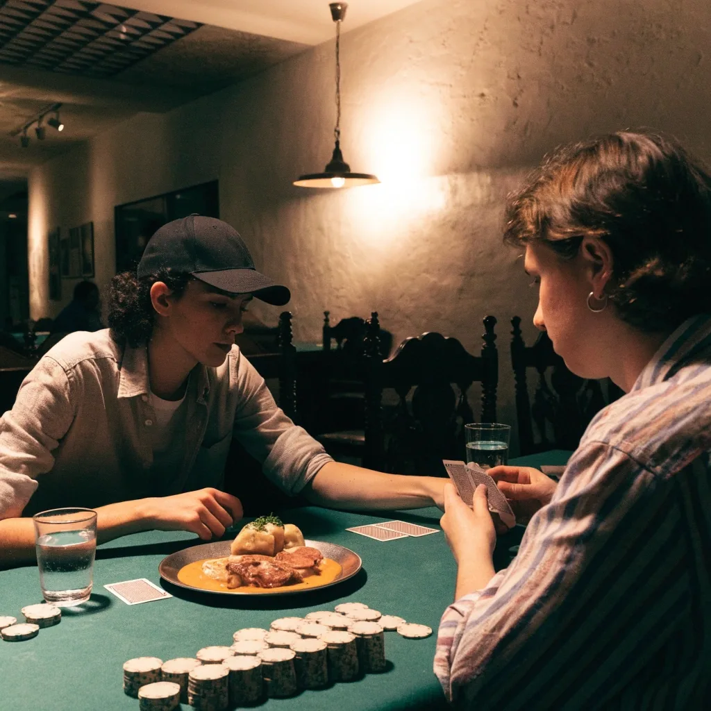 Jídlo na plátovém stole v restauraci Bílá Dolina